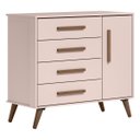 Ver imagem 3 de Conjunto Quarto Bebê Q Encanto Retrô Rosa: Cômoda Sapateira 4 Gavetas e Berço Qmovi