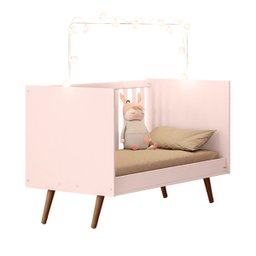Conjunto Quarto Bebê Q Encanto Retrô Rosa: Cômoda Sapateira 4 Gavetas e Berço Multifuncional 2x1 - Q - 7