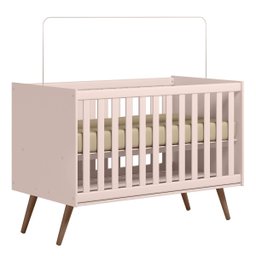 Conjunto Quarto Bebê Q Encanto Retrô Rosa: Cômoda Sapateira 4 Gavetas e Berço Multifuncional 2x1 - Q - 5