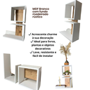 Ver imagem 3 de Nicho Decorativo em Mdf com Prateleiras no Branco com Madeirado