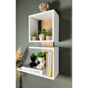 Ver imagem 2 de Nicho Decorativo em Mdf com Prateleiras no Branco com Madeirado