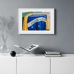 Quadro Fotografia Bandeira do Brasil - 60x48cm:madeira Preta - 2