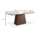 Ver imagem 3 de Conjunto Sala de Jantar Mesa 90x160cm Tampo Vidro com 6 Cadeiras Madeira Maciça Tecido Joli Cinza/Tabaco/Off White