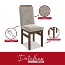 Ver mais imagens de Conjunto Sala de Jantar Mesa 90x160cm Tampo Vidro com 6 Cadeiras Madeira Maciça Tecido Joli Cinza/Tabaco/Off White