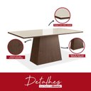 Ver imagem 7 de Conjunto Sala de Jantar Mesa 90x160cm Tampo Vidro com 6 Cadeiras Madeira Maciça Tecido Joli Cinza/Tabaco/Off White