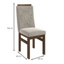 Ver imagem 4 de Conjunto Sala de Jantar Mesa 90x160cm Tampo Vidro com 6 Cadeiras Madeira Maciça Tecido Joli Cinza/Tabaco/Off White