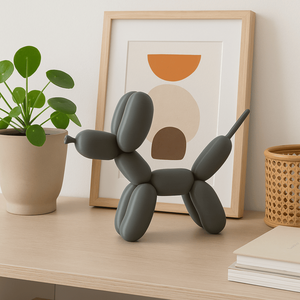 Estatua Cachorro Balão Balloon Dog 3d - Cinza - 10cm