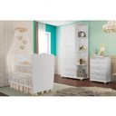 Ver imagem 1 de Quarto de Bebê Completo com 1 Berço Cama 1 Roupeiro 1 Cômoda Sol Branco