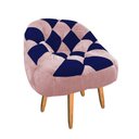 Ver imagem 2 de Poltrona Paloma Escritório Sala Pé Palito Suede Rosa Bebê e Suede Azul Marinho - Dominic Decor