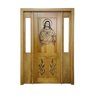 Portal Madeira Maciça Vitrô Duplo Cristo Entalhada Completa 143x213x14cm Cedro Rosa - 1