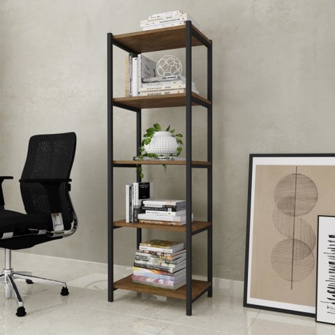 Estante para Livros 146cm em Aço Industrial 5 Prateleiras Klm Store