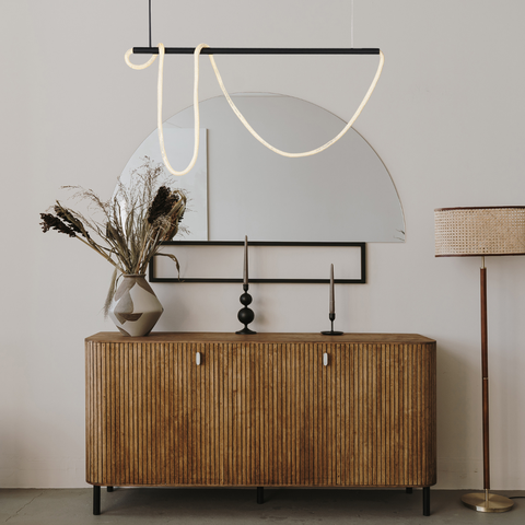 Lustre Pendente Corda Preto 95cm 60w 3.000k Cordone Ilunato