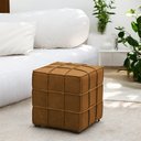Ver imagem 1 de Puff Decorativo Augusto 43cm Sala de Estar Couro Caramelo Manchado G88 - Gran Belo