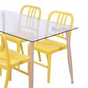 Ver imagem 1 de Conjunto para Sala de Jantar Mesa com Tampo de Vidro e 4 Cadeiras Plásticas sem Braço 