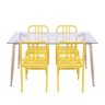 Conjunto para Sala de Jantar Mesa com Tampo de Vidro e 4 Cadeiras Plásticas sem Braço  - 2