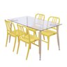 Conjunto para Sala de Jantar Mesa com Tampo de Vidro e 4 Cadeiras Plásticas sem Braço  - 3