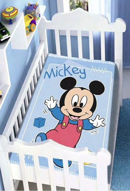 Cobertor de Bebê Raschel Mickey Jolitex Mickey 63014000 Passinho - 3