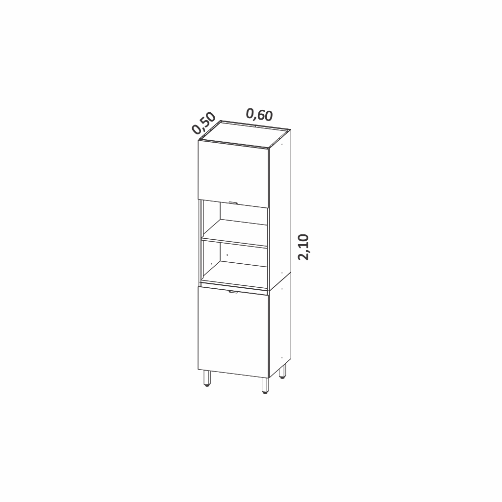 Torre Quente em Aço Quadria 2 Portas + 2 Nichos 60cm - Metalli Móveis Grafite Londrino Metálico - 4