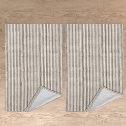 Kit Cozinha Tapete 2 Peças Capacho Antiderrapante 65cm X 45cm Decoração Algodão Tear Artesanal Rústi - 4