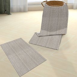 Kit Cozinha Tapete 2 Peças Capacho Antiderrapante 65cm X 45cm Decoração Algodão Tear Artesanal Rústi - 3