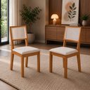 Ver imagem 1 de 2 Cadeiras Sala de Jantar Clara Madeira MDF Telinha Ratan