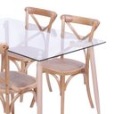Ver imagem 2 de Conjunto de Sala de Jantar Mesa com Tampo de Vidro com 4 Cadeiras de Madeira Bege