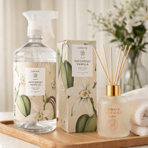 Kit Patchouli Vanilla – Água Perfumada 1l + Difusor de Ambiente 200ml- Lenvie