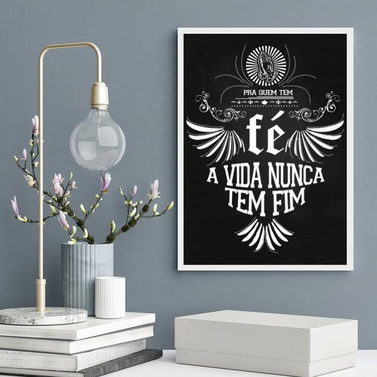Quadro Rappa - pra Quem Tem Fé 45x34cm - com Vidro:moldura Branca - 2