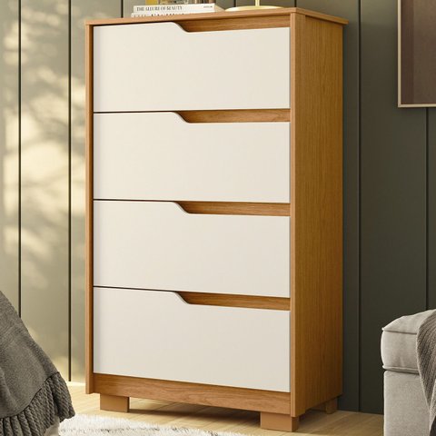 Cômoda para Quarto 4 Gavetas 70cm Sole Flex Off/Cinamomo - Albatroz