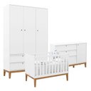 Ver imagem 1 de Quarto de Bebe Unique 3 Portas com Cômoda Sapateira Branco Soft Eco Wood - Matic