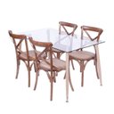 Ver imagem 1 de Conjunto de Sala de Jantar Mesa com Tampo de Vidro com 4 Cadeiras de Madeira