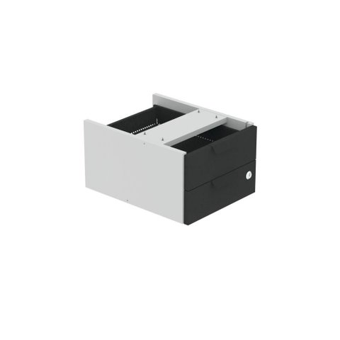 Gaveteiro Aéreo GA02G P15 2 Gavetas MDF-MDP com Trava Cinza-Preto Pandin Móveis