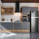 Ver imagem 1 de Cozinha Modulada 5 Peças 9 Portas 3 Gavetas com Divisor de Talheres 1 Nicho para Forno Viena Cinza