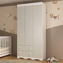 Ver imagem 1 de Guarda-roupa Infantil 92cm 3 Portas e 2 Gavetas Realeza Multimóveis Mp4452 Branco/off White