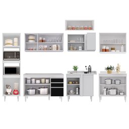 Armário de Cozinha Modulada de Canto 8 Peças Cp01 Balcão Branco/preto - Lumil - 5