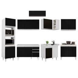 Armário de Cozinha Modulada de Canto 8 Peças Cp01 Balcão Branco/preto - Lumil - 6