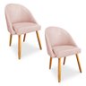 Kit 02 Cadeiras Jantar Bela Suede Rosa Bebê Pés Palito Castanho - Pallazio - 1