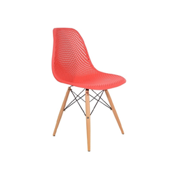 Cadeira de Jantar Eames Colmeia na Cor Vermelha Base Madeira Eiffel Sala Cozinha - 1