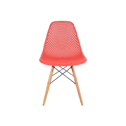 Cadeira de Jantar Eames Colmeia na Cor Vermelha Base Madeira Eiffel Sala Cozinha - 4