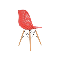 Cadeira de Jantar Eames Colmeia na Cor Vermelha Base Madeira Eiffel Sala Cozinha - 3