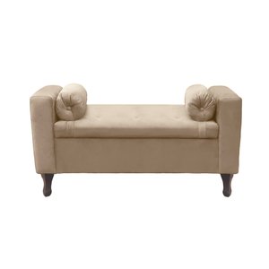 Recamier Baú Félix 120cm Suede Bege Rosado - Dominic Decor Felix