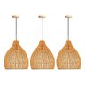 3 Pendente Rustico Fibra Natural Rattan Área Gourmet Nat37 - 1