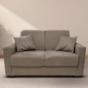 Ver imagem 1 de Sofá 2 Lugares Com Almofadas Gabrielly Suede Bege Escuro