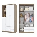 Ver imagem 5 de Guarda Roupa Infantil 3 Portas 2 Gavetas Bala de Menta Rústico / Branco