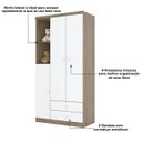 Ver imagem 4 de Guarda Roupa Infantil 3 Portas 2 Gavetas Bala de Menta Rústico / Branco