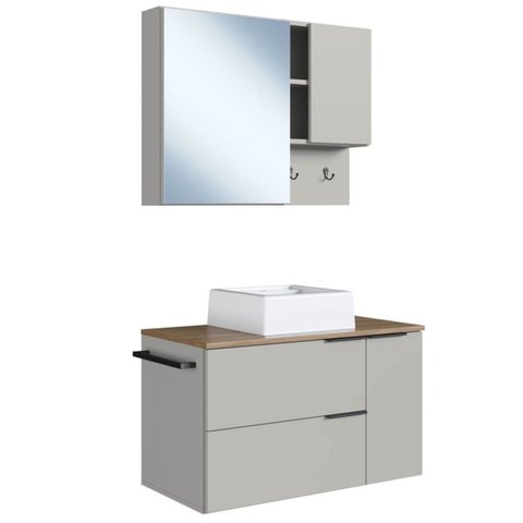 Conjunto Gabinete com Cuba e Espelheira 80cm Mel Arenas Proddy