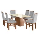 Ver imagem 2 de Conjunto Mesa 160x82cm e 6 Cadeiras Madeira Maciça Cinza/Canela/Linho