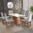 Ver imagem 1 de Conjunto Mesa 160x82cm e 6 Cadeiras Madeira Maciça Cinza/Canela/Linho