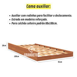 Beliche com Cama Auxiliar 03 Colchões D20 Treliche Completa Cor:off-white - 5