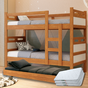 Beliche com Cama Auxiliar 03 Colchões D20 Treliche Completa Cor:off-white